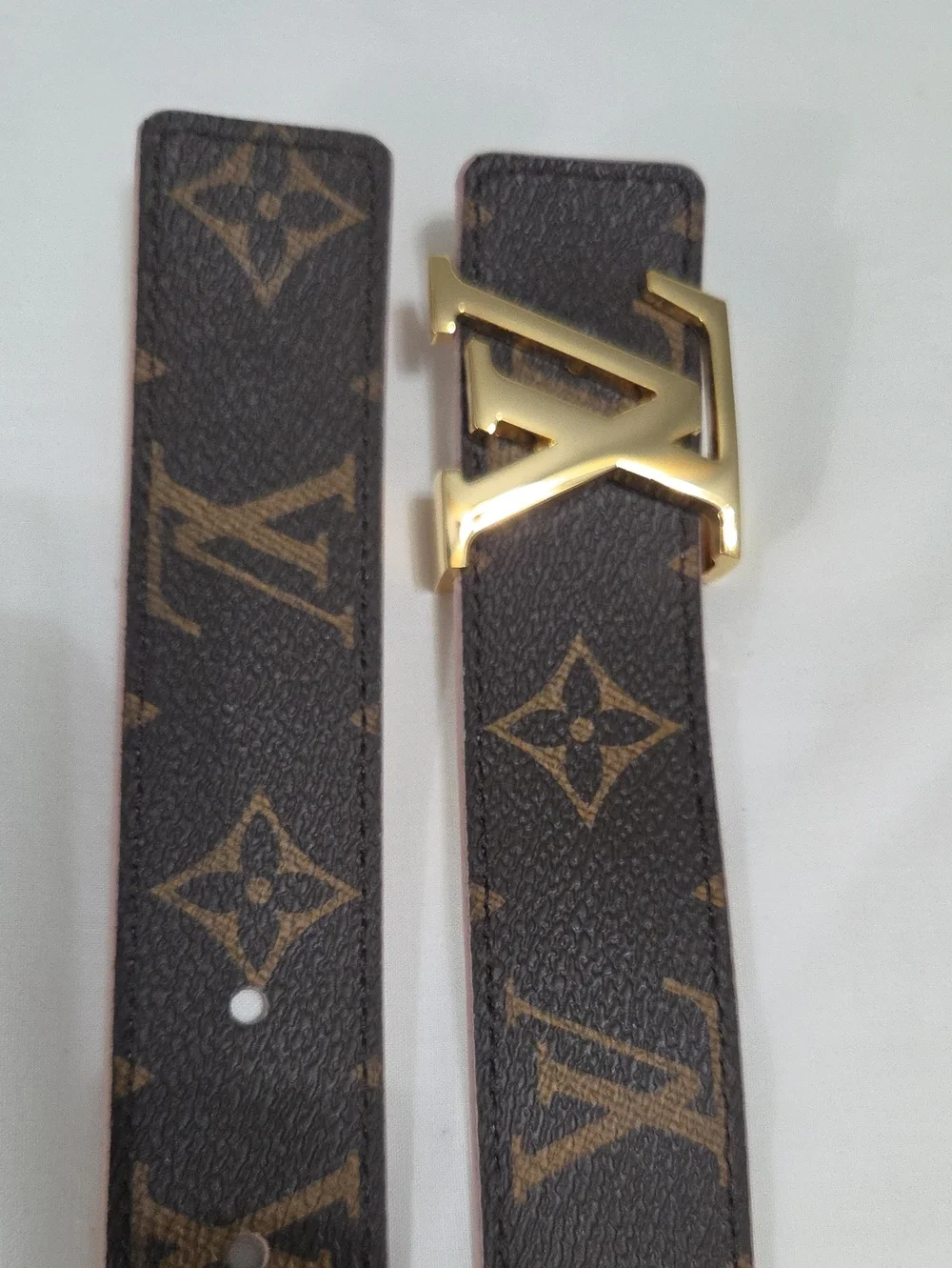 Reversible Louis Vuitton Pink/Brown Monogram Belt Gold LV Buckle